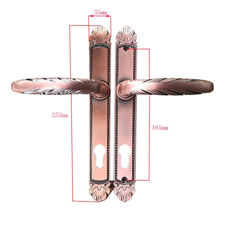 户外铝艺大门锁具欧式红古铜叶子庭院门门锁简约款室外院子门锁