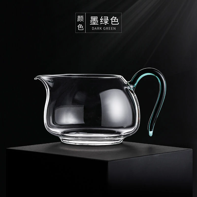 禾器晶彩淡然/卓然/澄然茶海玻璃公道杯耐高温手工吹制墨绿色公杯