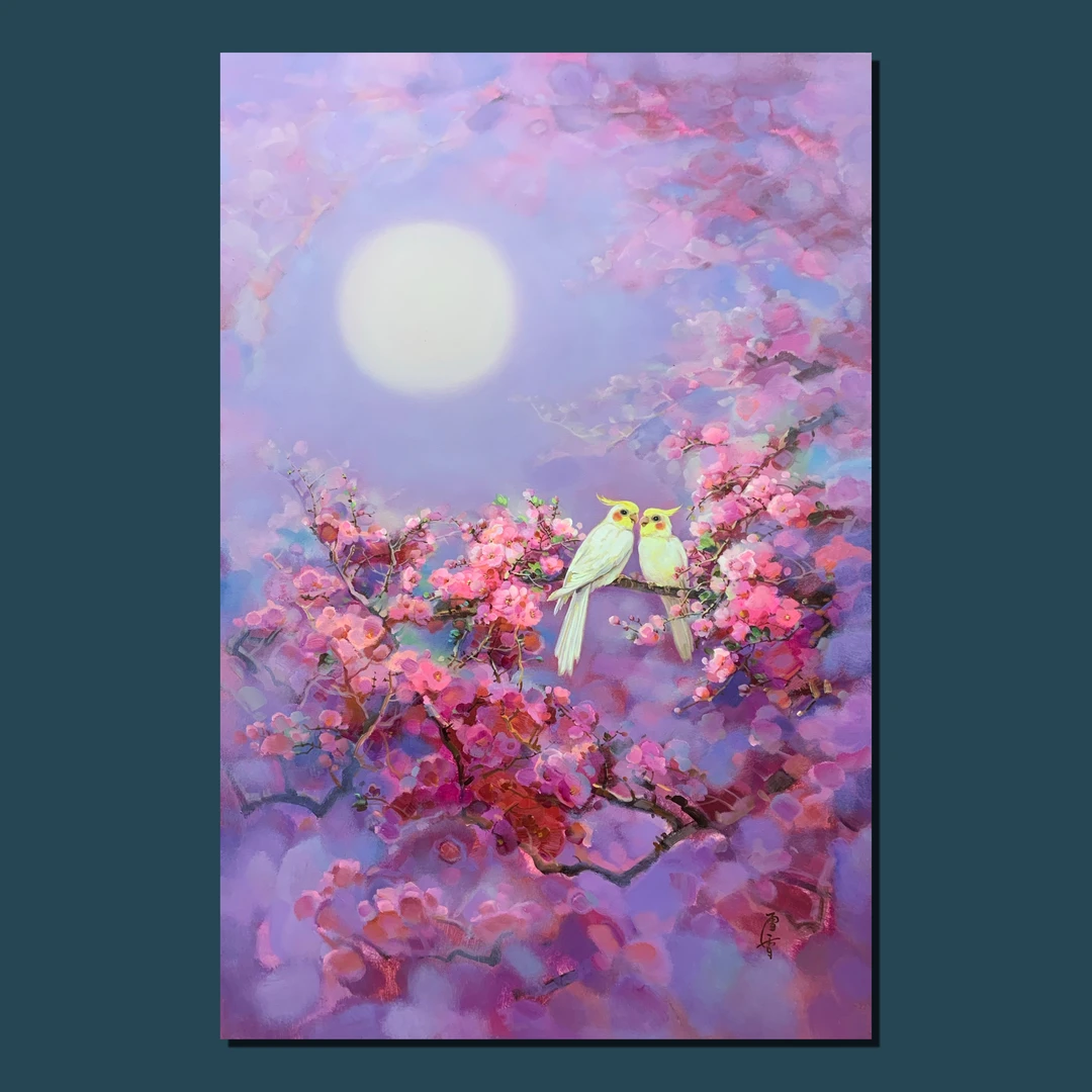 艺弘羽艺术 原创花鸟油画收藏带内框80×120抽象绘画
