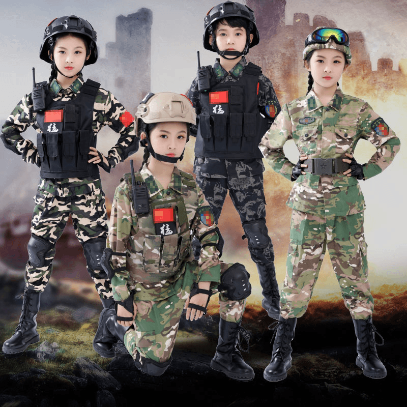 儿童迷彩服男女童特种兵套装小孩幼儿园军训服户外战狼衣服春秋