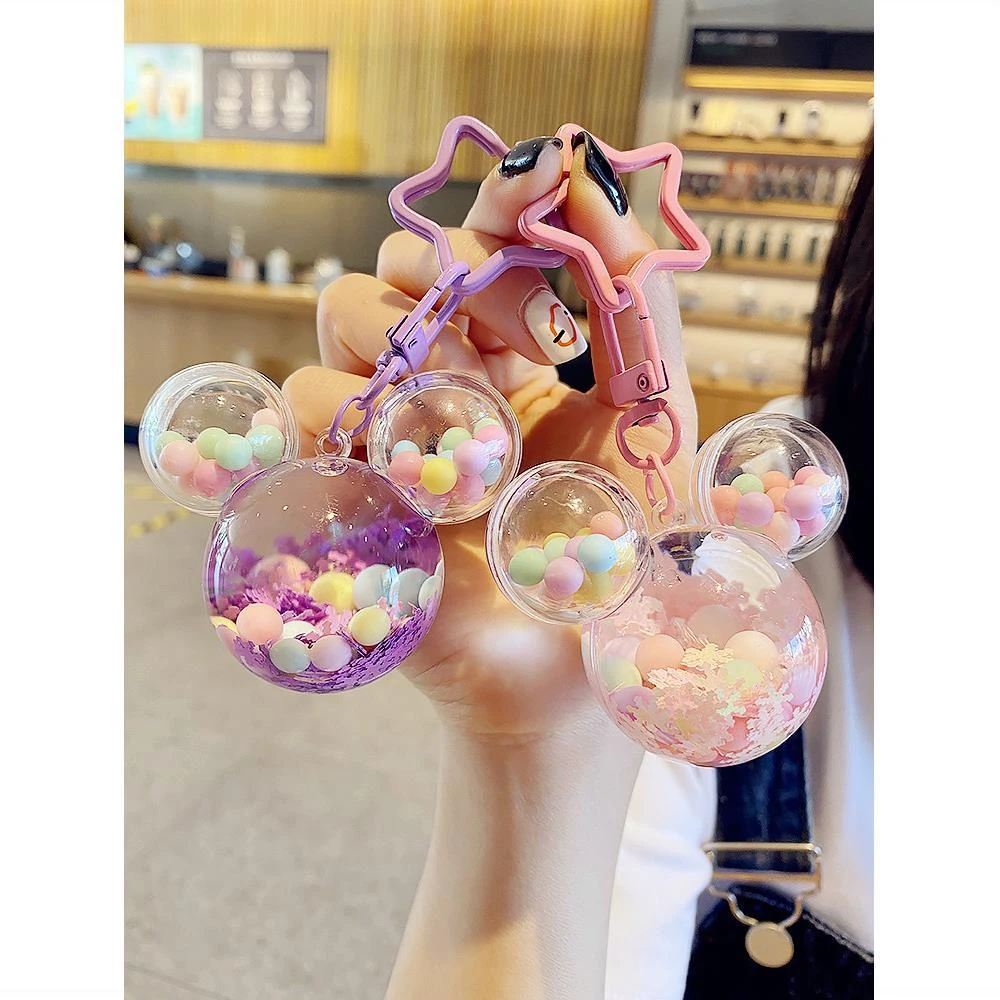甜美糖果少女心ins精致钥匙扣彩色星星钥匙圈流沙瓶漂浮瓶挂件女