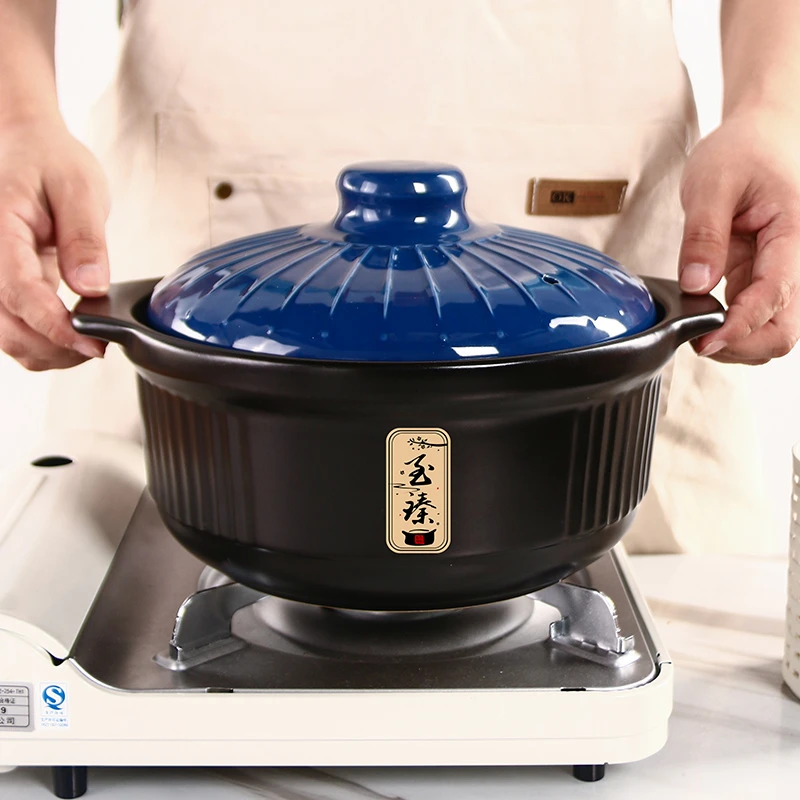 【主播推荐】康舒千叶海军蓝盖砂锅耐高温明火陶瓷煲煮粥炖锅汤煲