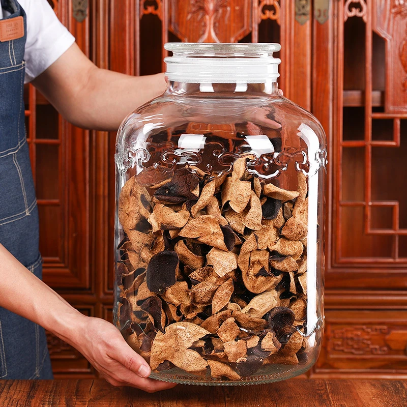 陈皮储存罐商用大号密封储物罐茶叶中药材陈列展示透明玻璃瓶带盖