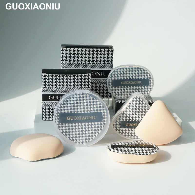 GUOXIAONIU郭小妞千鸟格粉扑尖头棉花糖气垫干湿两用化妆海绵复古
