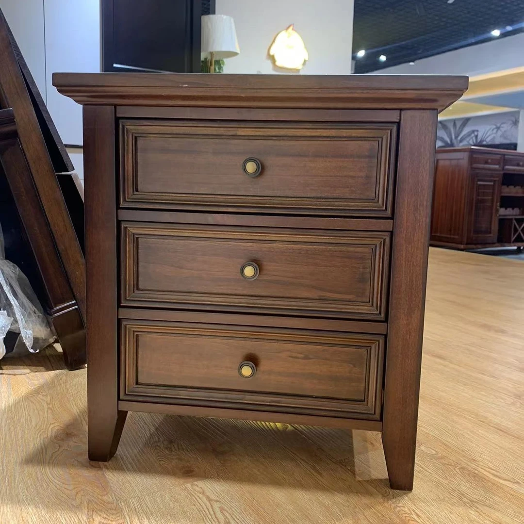 【在线】厂家直销美式简约床头柜收纳柜三斗柜矮柜560*420*585mm