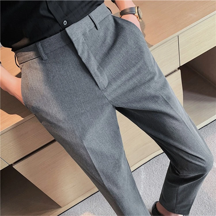 W-XK105品质上新款男士坠感西裤弹力小脚休闲西裤深灰色休闲裤