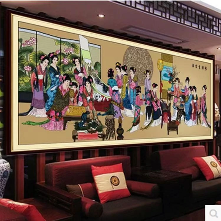 客厅蒙娜丽莎十字绣琴棋书画人物十二金钗十八美女