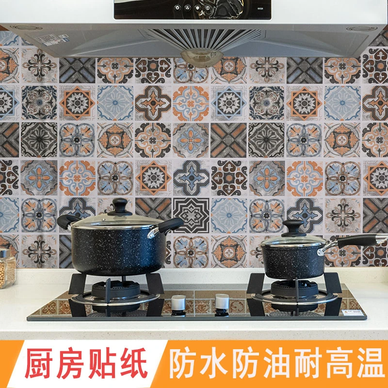 厨房防油贴纸防水自粘墙贴耐高温加厚墙纸灶台专用油烟机贴纸翻新