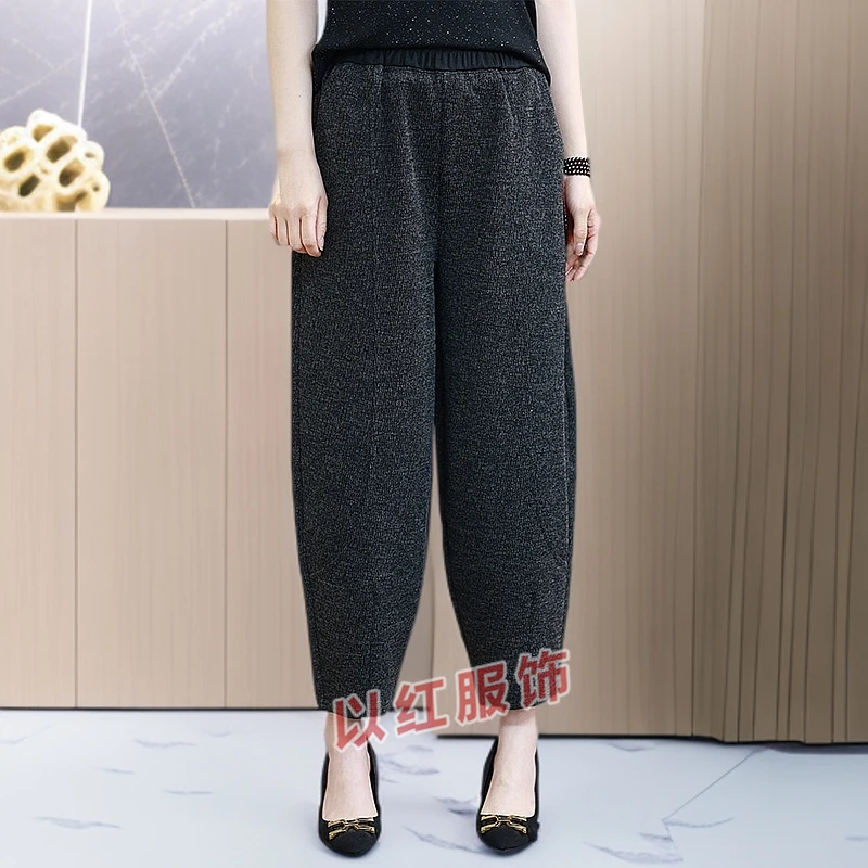 春夏新款宽松显瘦百搭哈伦裤高腰大码洋气休闲裤弹力女士九分裤