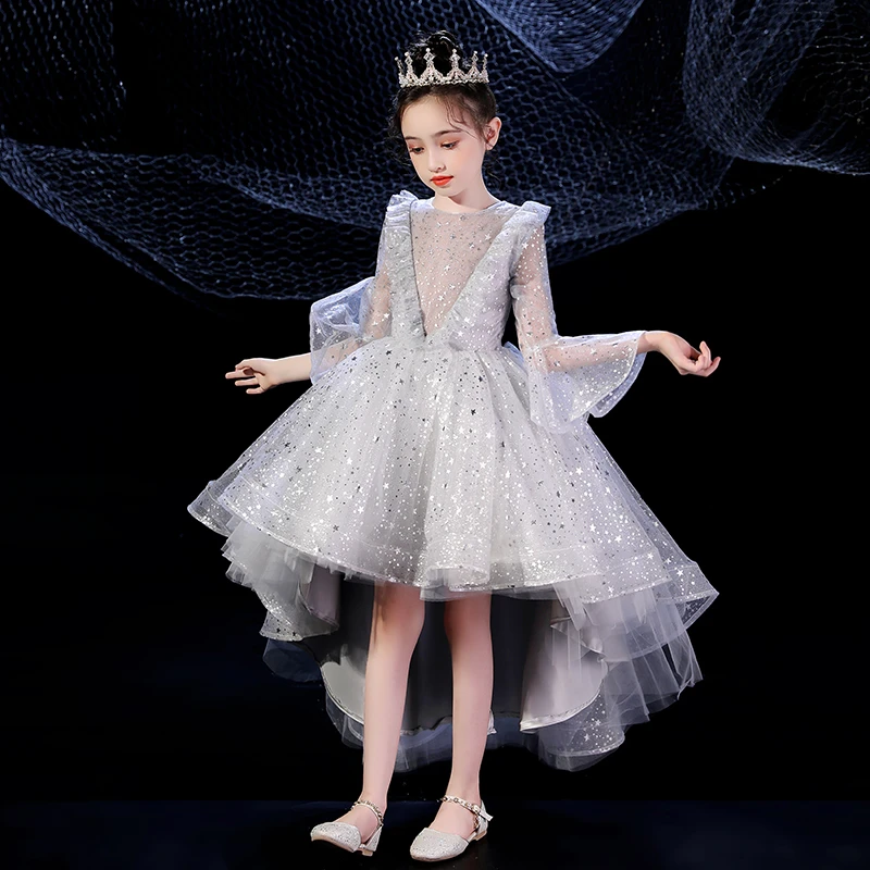 儿童小主持人礼服女夏季女童公主裙花童婚纱钢琴演奏走秀演出服