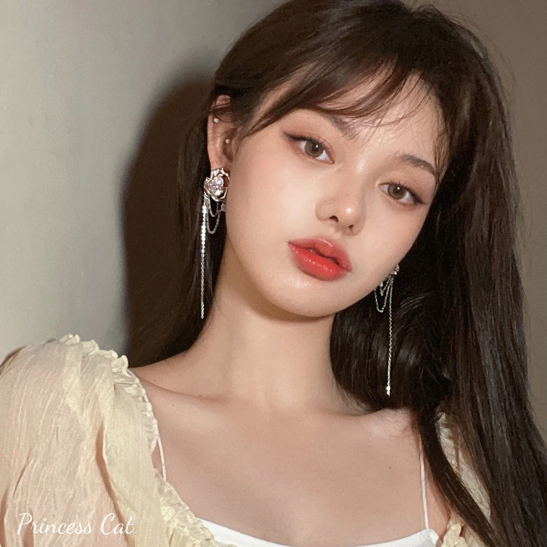 合金耳饰 心怡耳饰推荐圆脸女孩水滴耳环高级感小众银色甜酷辣妹