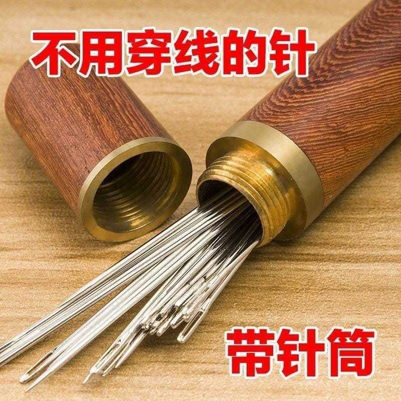 免穿针套装 手工穿线针缝衣服盲人针家用免穿线缝衣针木筒手缝针