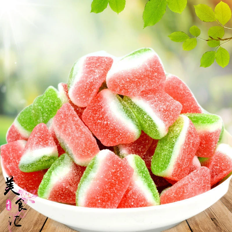 西瓜橡皮糖  水果果汁软糖休闲零食西瓜QQ糖 美味可口西瓜糖包邮