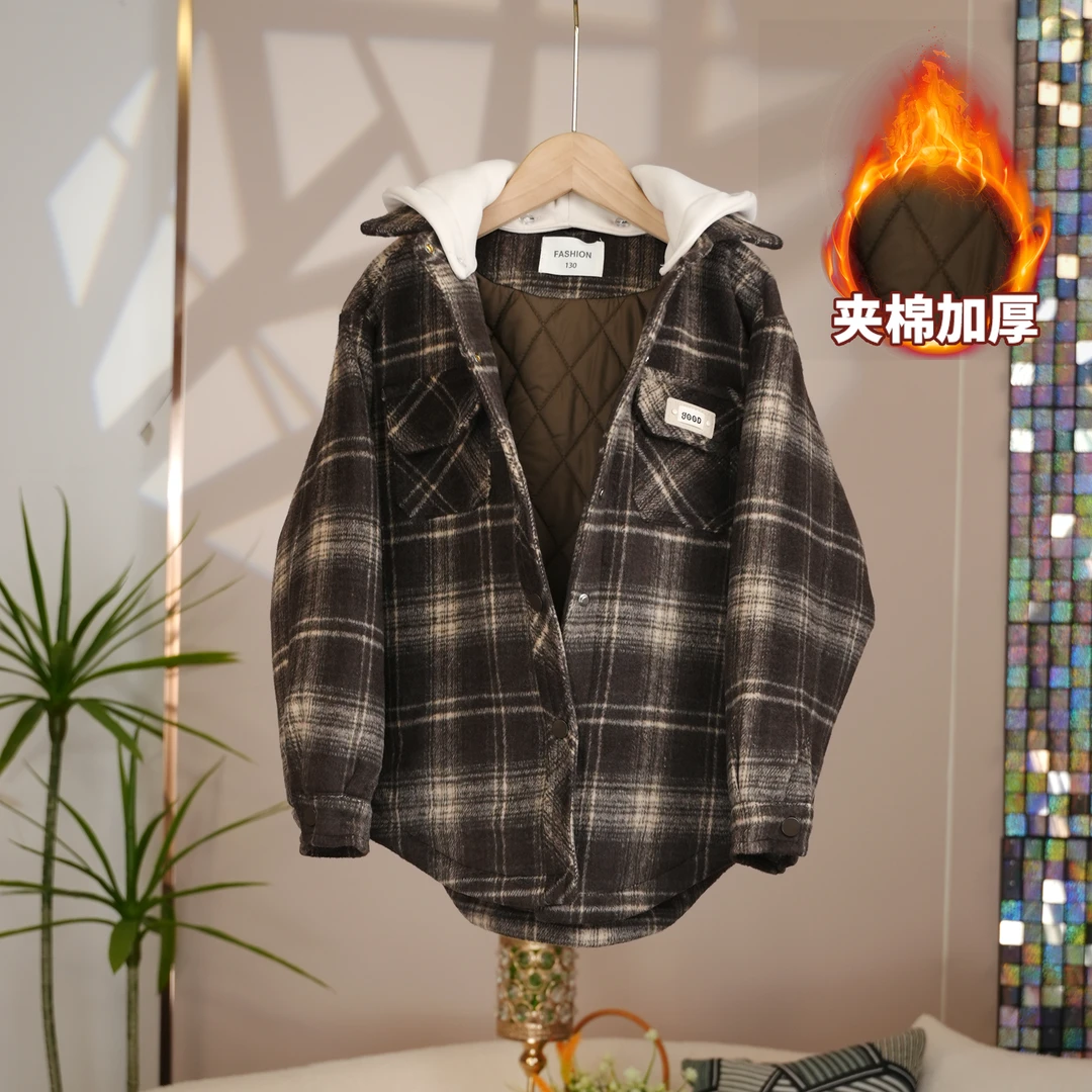 女童外套夹棉加厚秋冬装儿童洋气时尚上衣保暖休闲秋装中大童棉服