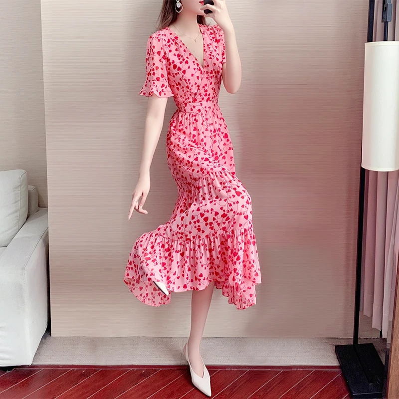 DS2040#碎花连衣裙女夏2022年新款法式温柔轻熟风名媛气