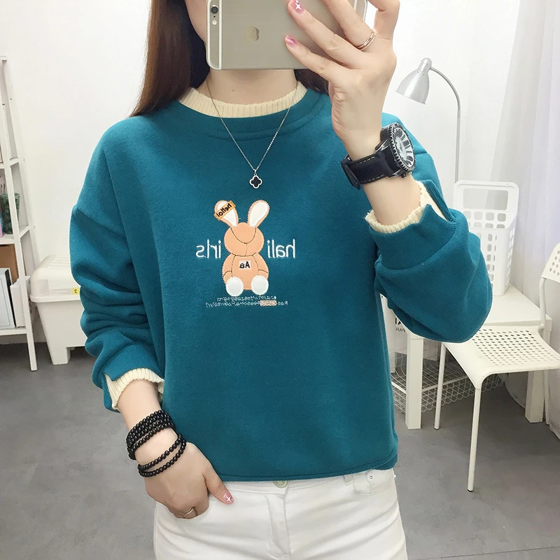 减龄薄款卫衣女士加绒2025年春秋新款时尚洋气假两件上衣秋衣外穿