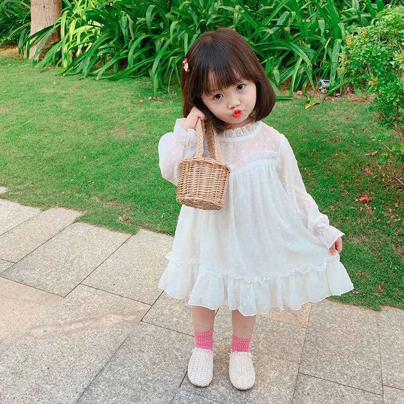 童装女童2021新款长袖雪纺连衣裙女宝宝1-6岁半仙女公主裙洋气潮