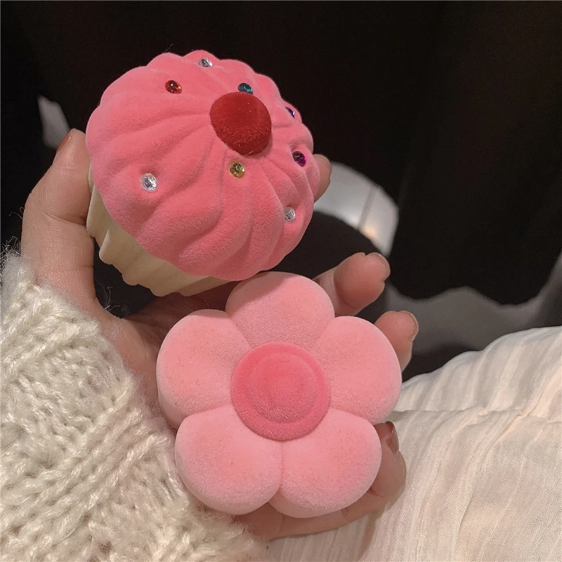 首饰盒/箱 少女粉色收纳盒花朵蛋糕甜美可爱丝绒礼品盒溯源好物