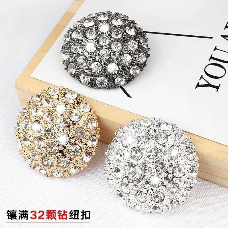 【皮草纽扣】金属镶钻貂皮扣子女上衣毛衣风衣外套大钮扣