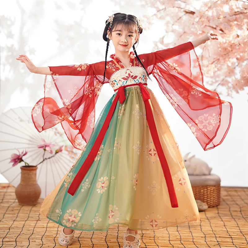 暮璃女童汉服小女孩中国风超仙连衣裙儿童古风唐装襦裙2024夏款