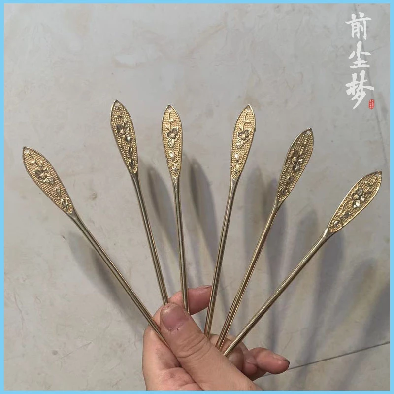 六只装前尘梦汉服配饰唐风叶子发簪盘发发簪唐风牡丹绢花套装组合