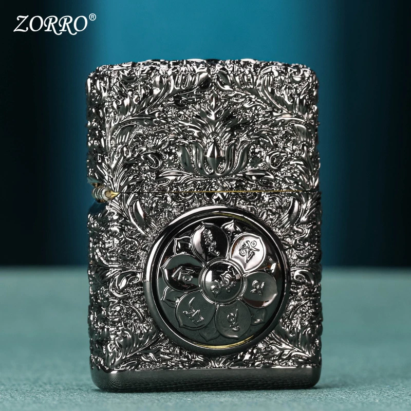 佐罗ZORRO富贵花六字真言盔甲个性煤油打火机防风创意复古男士潮