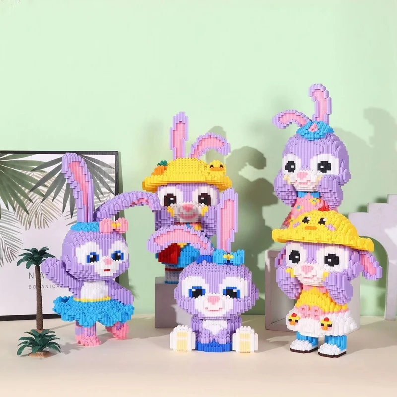 D小兔子颗粒积木儿童益智拼装玩具女生礼物摆件