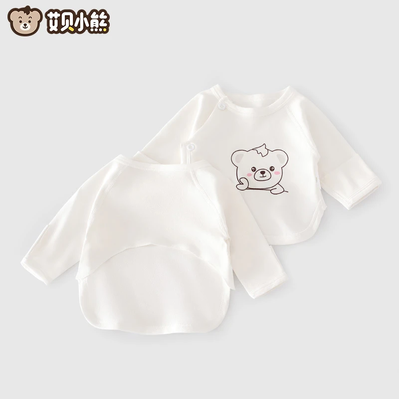 初生婴儿半背衣纯棉春秋装0-3个月衣服四季新生儿秋冬季长袖上衣