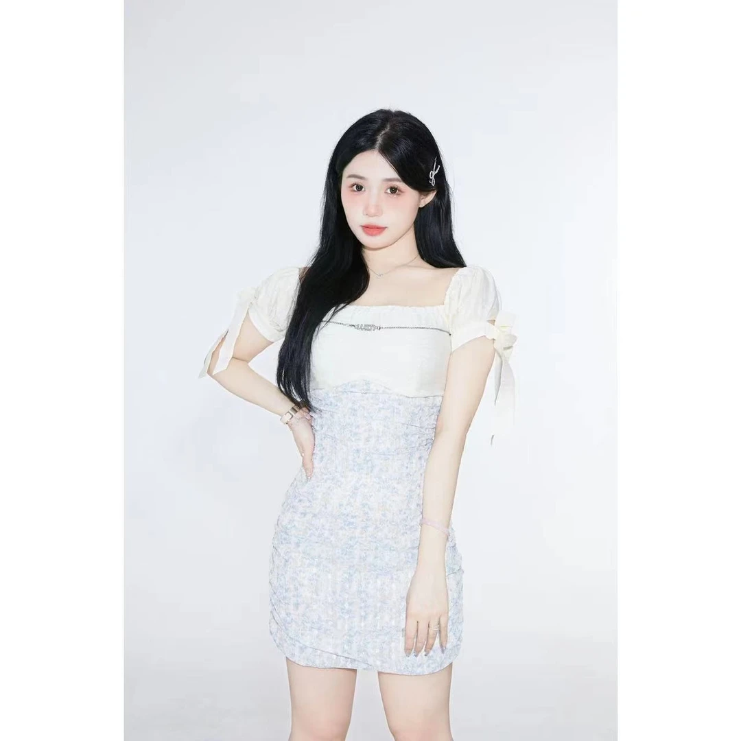 YXD肖53188【蔚蓝海岸】显瘦女装小香风连衣裙夏季碎花气质时尚