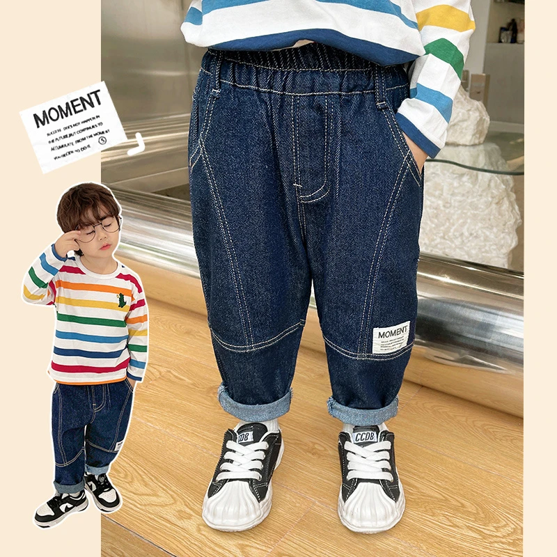 X3547男童弹力牛仔裤子春装春秋款婴儿童装宝宝洋气小童长裤潮酷