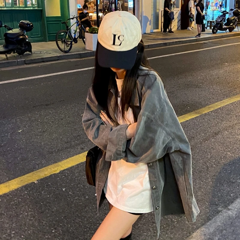 时尚春秋设计感小众复古牛仔外套女牛仔韩版百搭