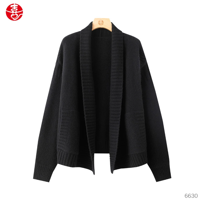 【大师】喜歌羊绒 100山羊绒材质 女士纯山羊绒短款加厚开衫 6630