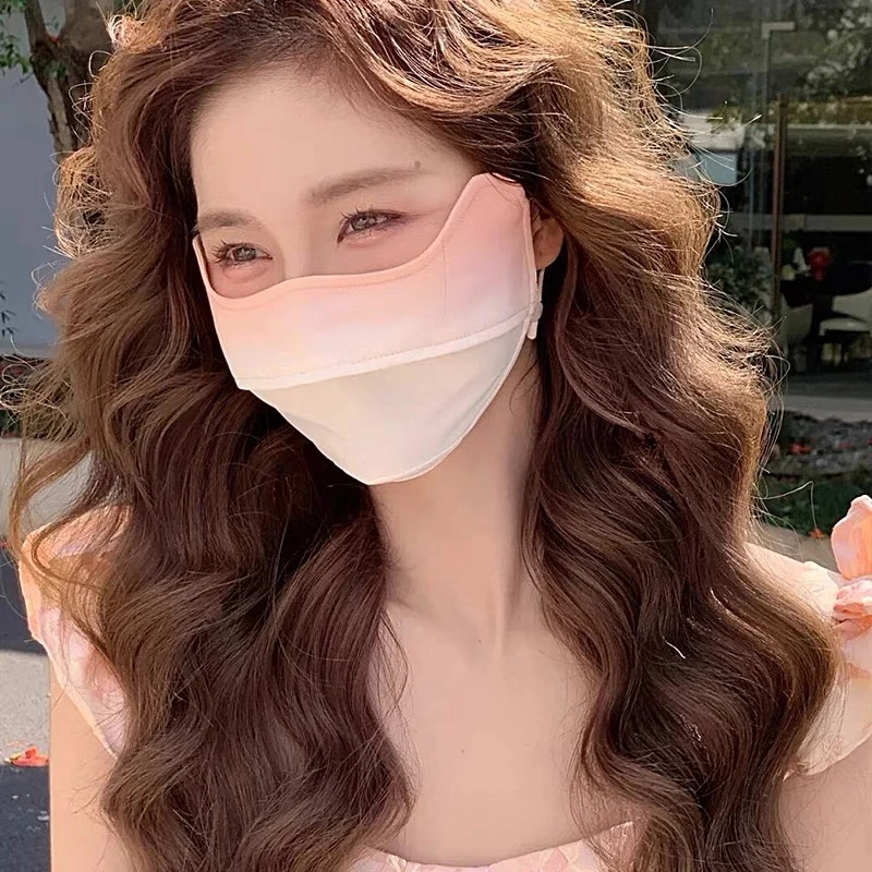 护眼角防晒渐变色面罩口罩显脸小夏季女腮红防紫外线冰丝遮全脸