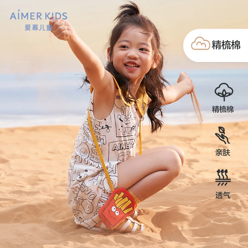 【A类 棉+优可丝】爱慕儿童女孩夏季薄款无袖睡裙 干饭大宝贝时尚