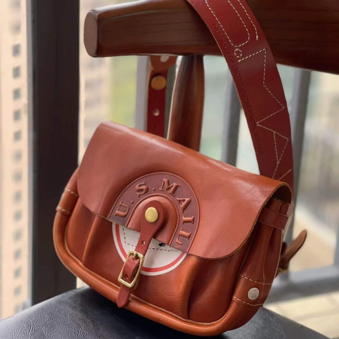 （西部印像）美式复古头层牛皮经典纯正血统单肩邮差包-22413