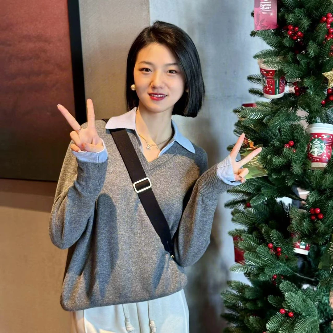 名港MG3238【纯羊毛】显瘦长袖洋气针织翻领秋冬网红打底针织衫