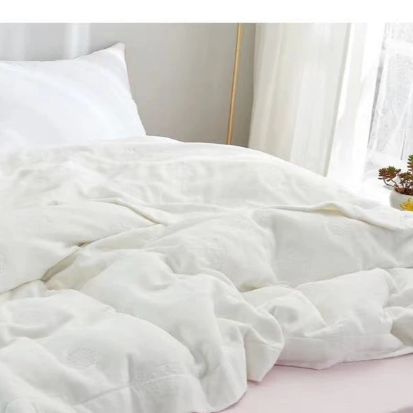 微瑕八层纱布毛巾被盖毯200*230欧花白色