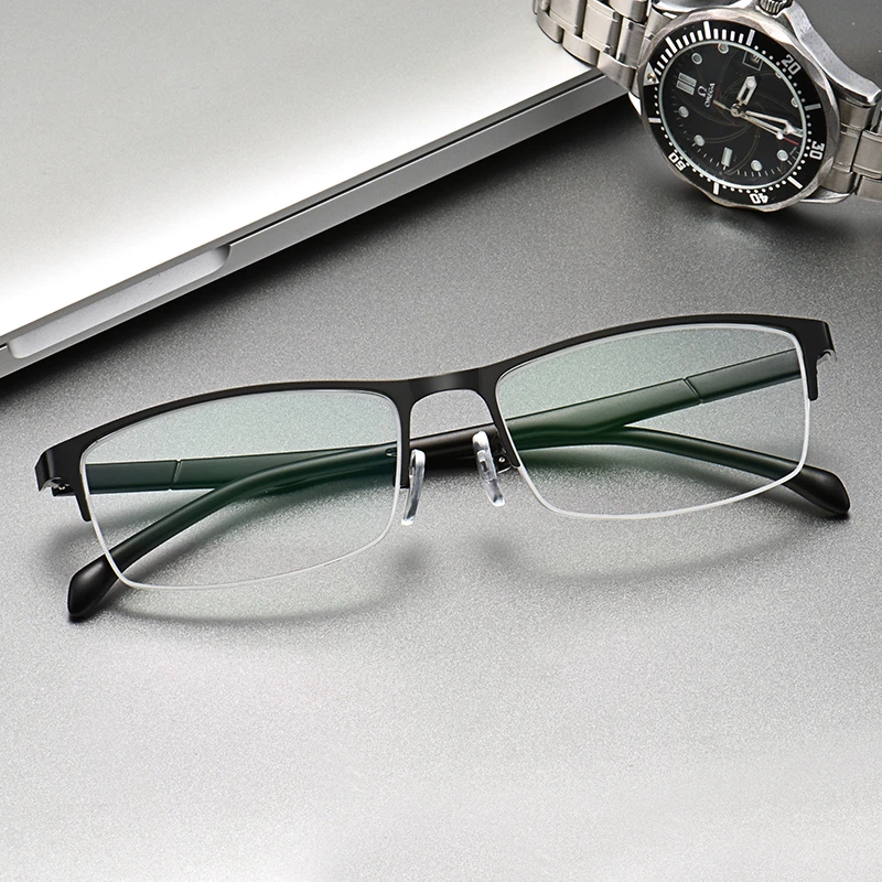 超轻半框近视眼镜男可配有度数散光变色防蓝光辐射成品眼睛近视镜