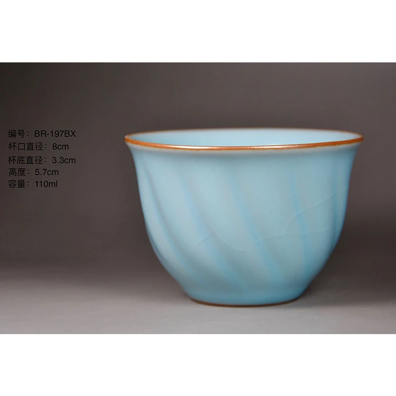 柏采粉青二代手工汝瓷茶具 开片可养 茶杯 品茗杯 单杯 BR 197BX