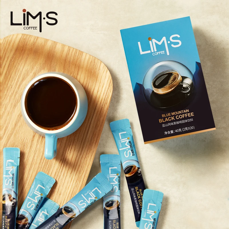 LIM'S马来西亚进口零涩蓝山冻干黑咖啡2g*20条冷热即溶咖啡