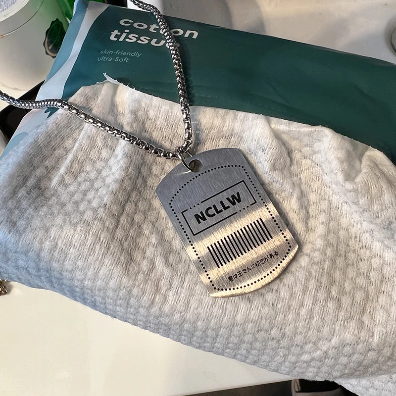 钛钢吊坠 清然记时尚潮男配饰小众网红军牌项链男生饰品礼物链子