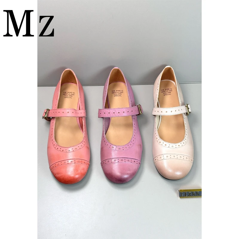Mr.Zheng/平底/欧若风/圆头复古浅口玛丽珍一字带舒适百搭女单鞋