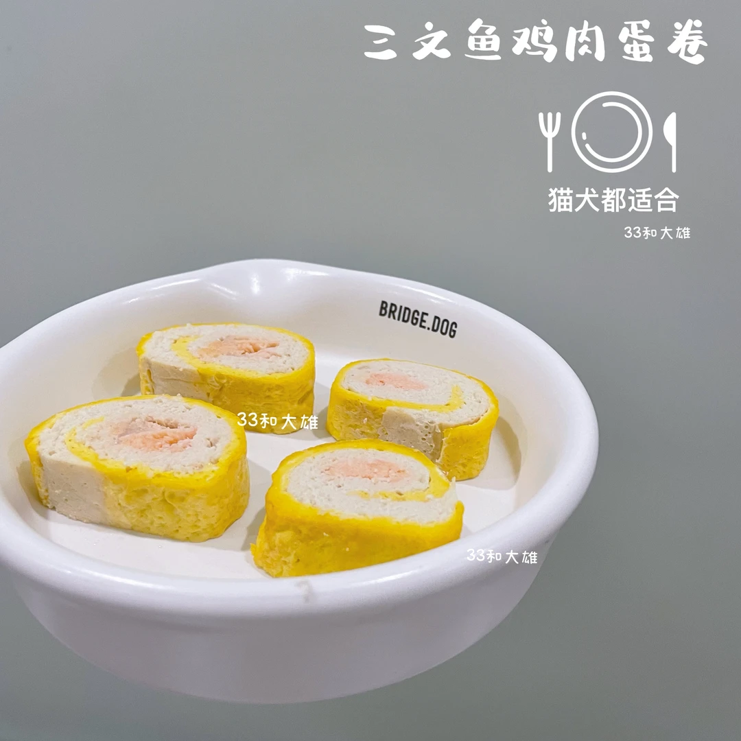 【鲜食三文鱼鸡肉蛋卷】自制宠物猫咪狗拌粮辅食美毛护肤开袋即食
