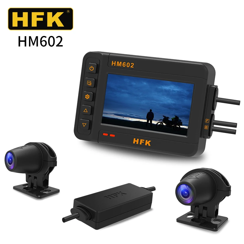 HFKHM602摩托车机车行车记录仪夜视高清摄像机防水前后双镜头701