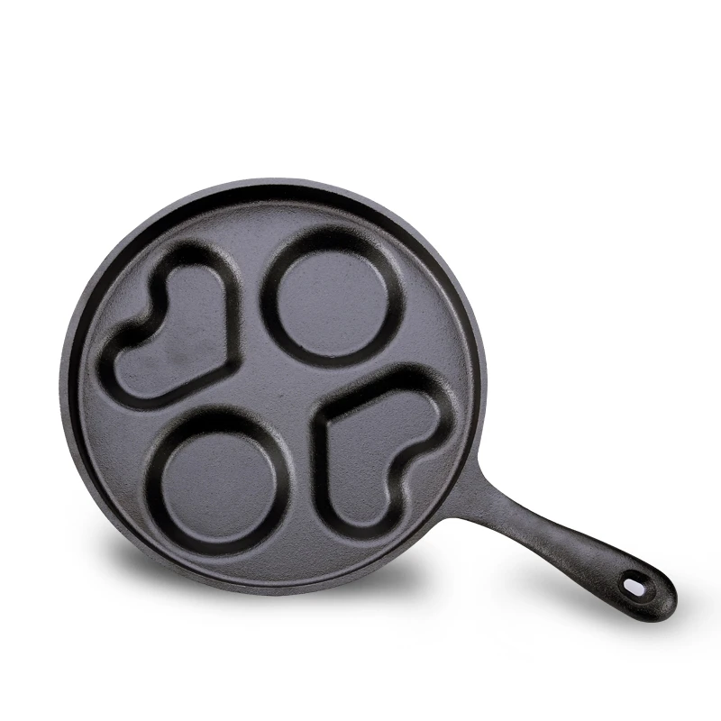 26cm爱心四孔煎蛋锅铸铁无涂层实心铸铁