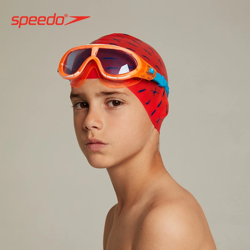 Speedo速比涛泳镜儿童防晒防雾防水高清大视野胶圈面镜夏日游泳镜