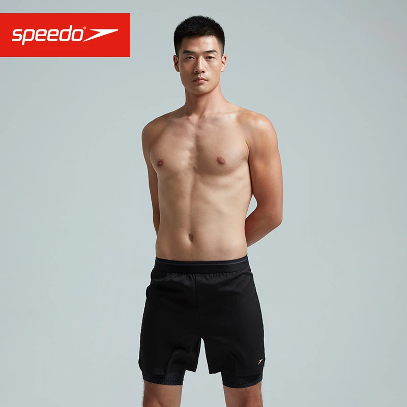 Speedo速比涛2合1时尚健身休闲防尴尬水陆两穿户外夏季泳裤男款