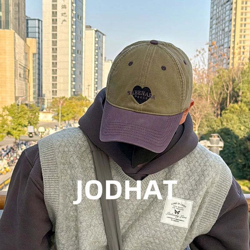 Jodhat韩版复古拼色棒球帽情侣时尚加宽百搭字母帽子女鸭舌帽男士