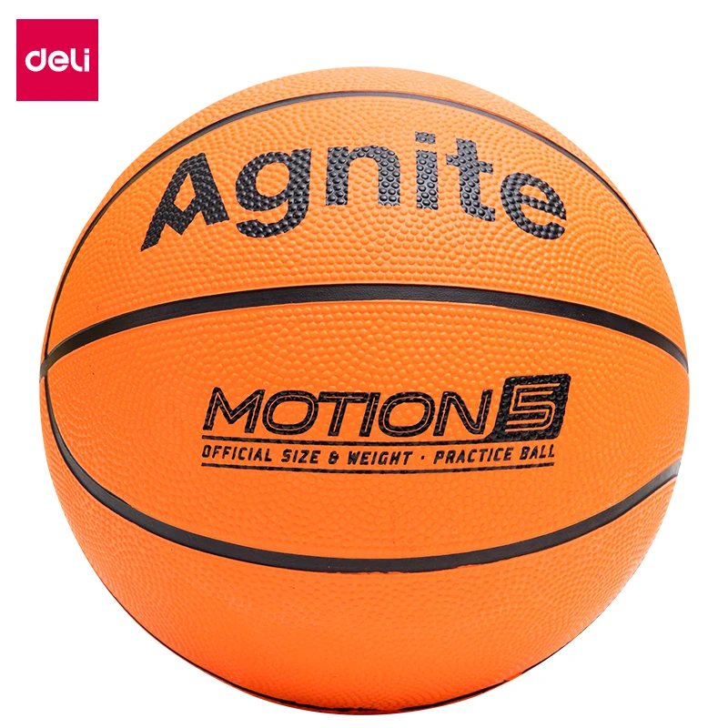 【得力】得力安格耐特橡胶橙色5号篮球+便携打气筒