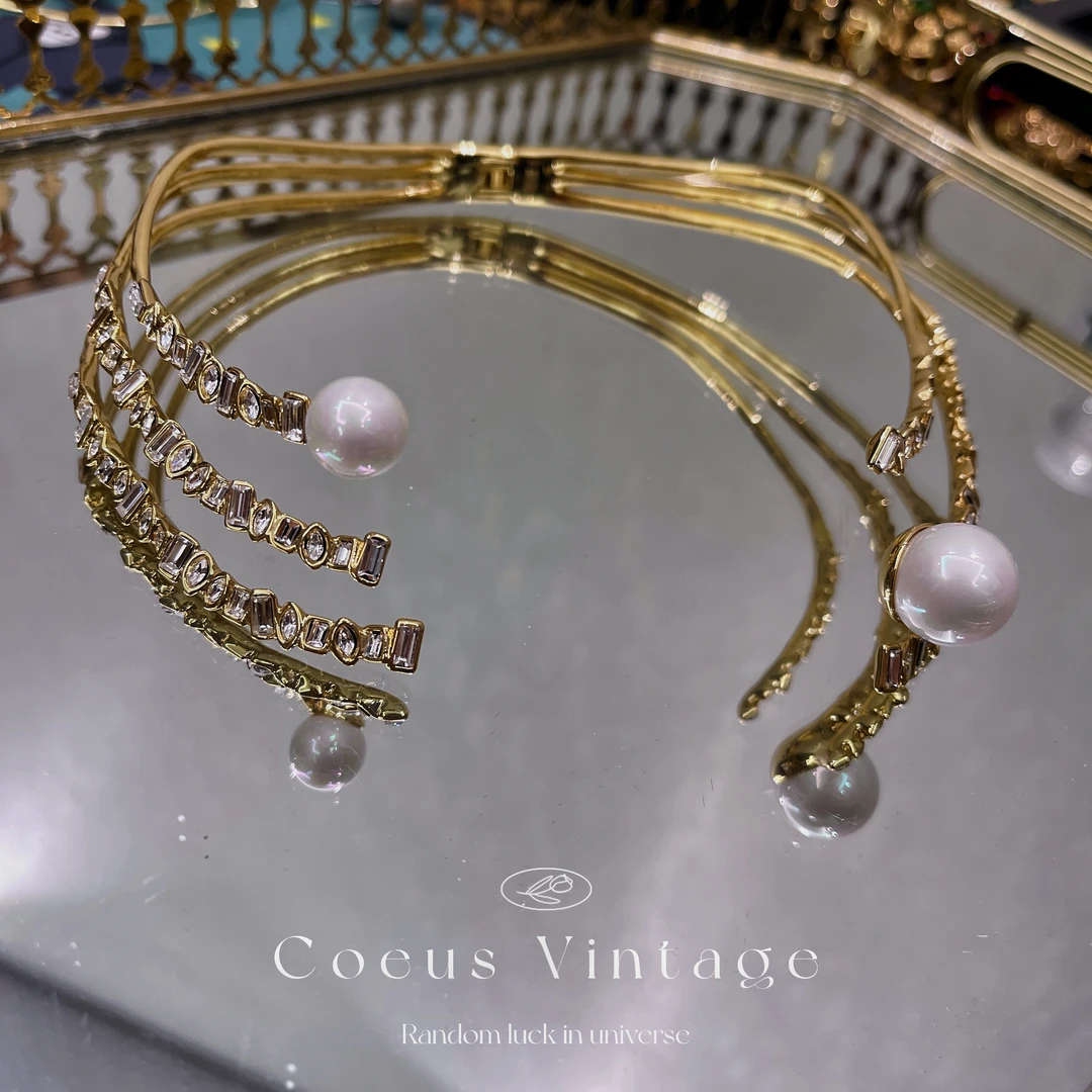 铜合金仿珍珠手镯 Coeus分享 海的女儿 珠珠项圈手镯复古套装